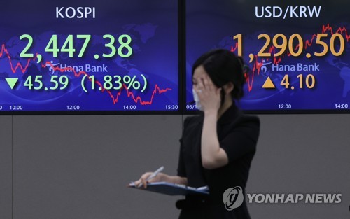 韩国两大股指持续大跌再创年度新低