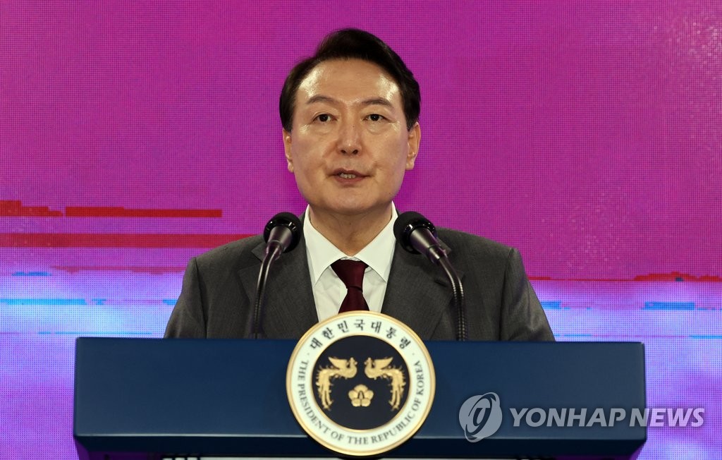 7月13日，韩国总统尹锡悦出席第11届信息保护日纪念仪式并发表讲话。 韩联社