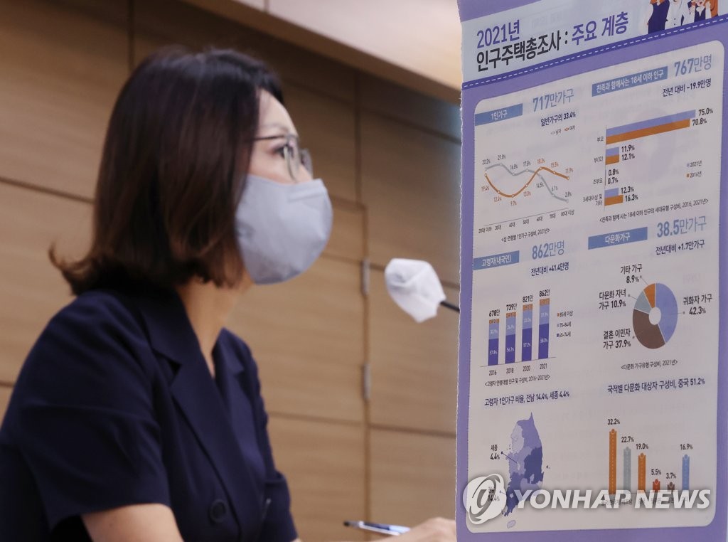 7月28日，韩国统计厅人口总调查课课长李知娟公布2021年人口数据。 韩联社