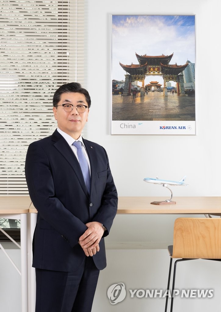 3月15日，韩国最大航空公司大韩航空中国地区本部长朴耀翰接受韩联社书面采访。 韩联社/大韩航空供图（图片严禁转载复制）