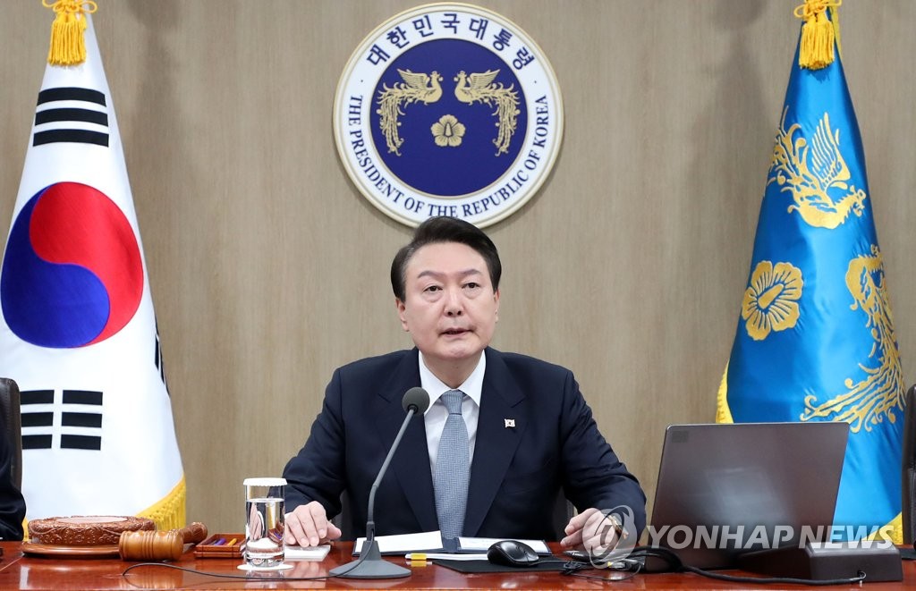 3月28日，在龙山总统室，韩国总统尹锡悦主持召开国务会议。 韩联社/总统室通信摄影记者团