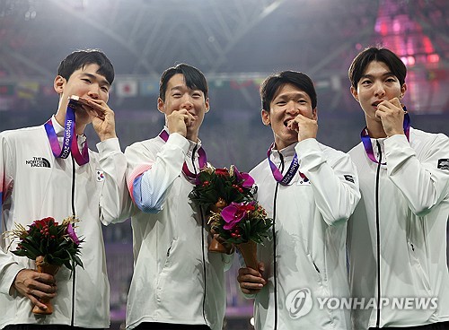韩国获男子4×100接力铜牌