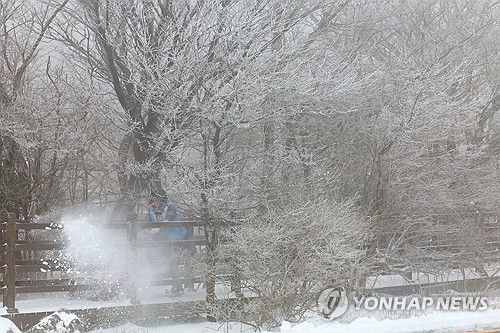 白雪覆盖的汉拿山