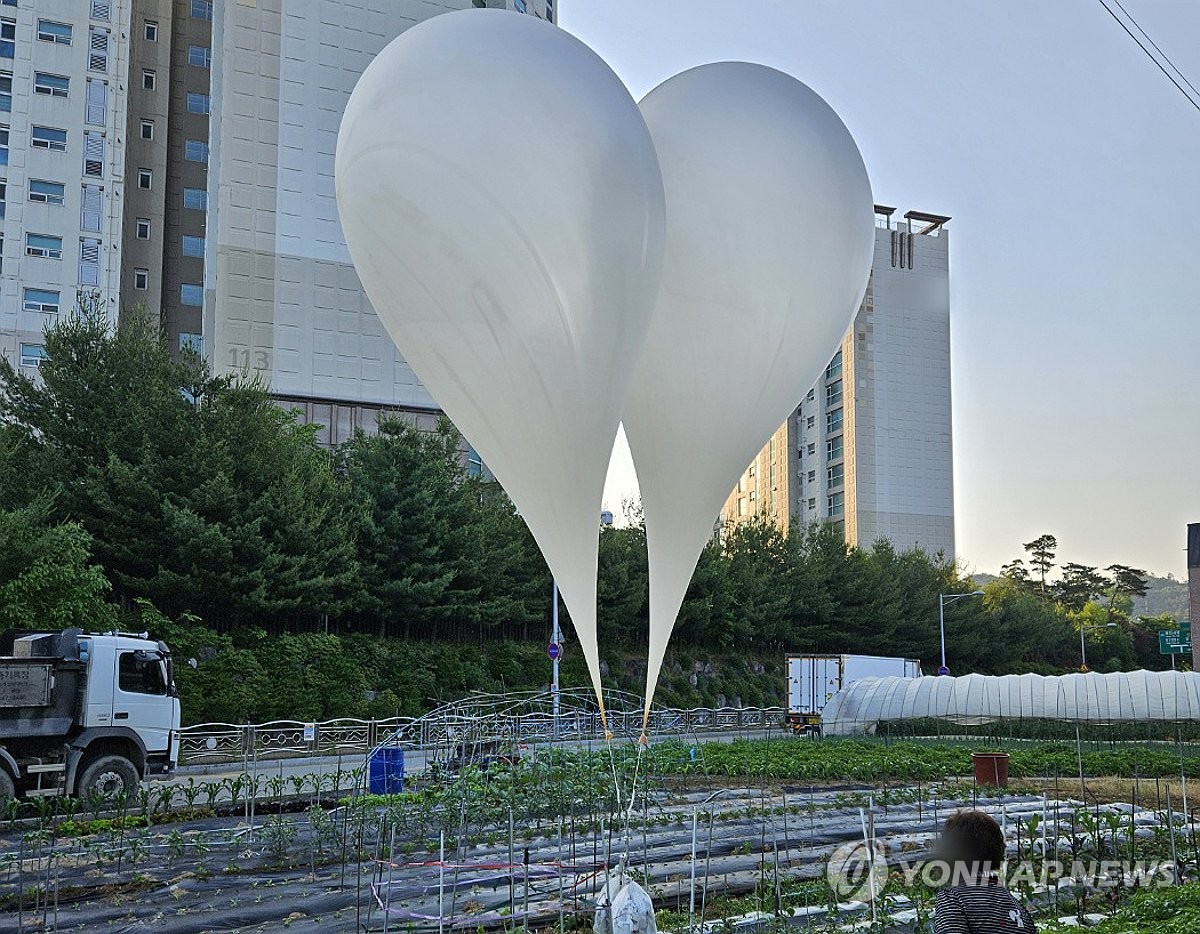 资料图片：5月29日，朝鲜“垃圾气球”飘落至京畿道龙仁市。 韩联社/读者供图（图片严禁转载复制）