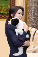 韩总统夫人抱土库曼牧羊犬