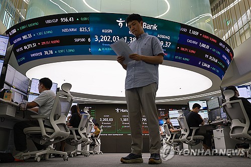 (LEAD) Seoul shares top 3,200 points for 1st time in nearly 4 yrs on stimulus hopes