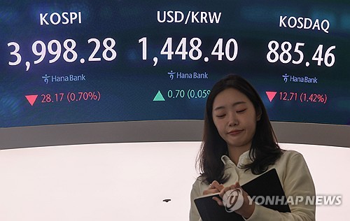 Seoul stocks down over 2 pct late Fri. morning on weak techs