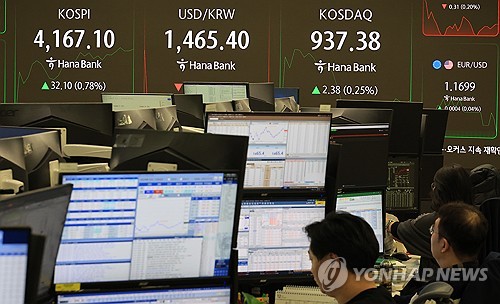 Seoul shares up late Thu. morning on Powell's dovish remarks